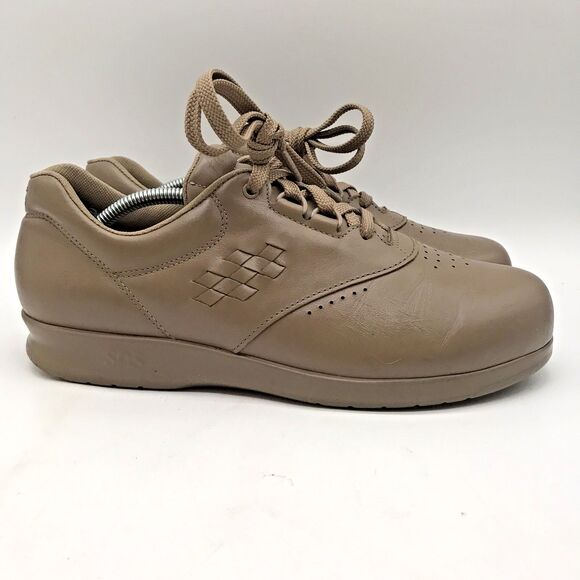 SAS Free Time Taupe Leather Women's 9M Shoes Comfy Lace Up Walking Sneakers - Picture 1 of 11